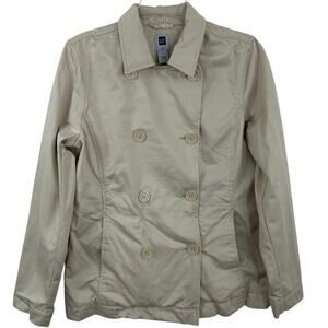 Gap Women Y2K Peacoat Jacket Cream Neutral Minimalist Preppy Cottage Size Large